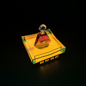 Type Light Acrylic Square Wine <b>Display</b> <b>Rack</b> With Led Lighting Yellow Base Green Laser For Nightclub Ktv Decoration - Product Image 1