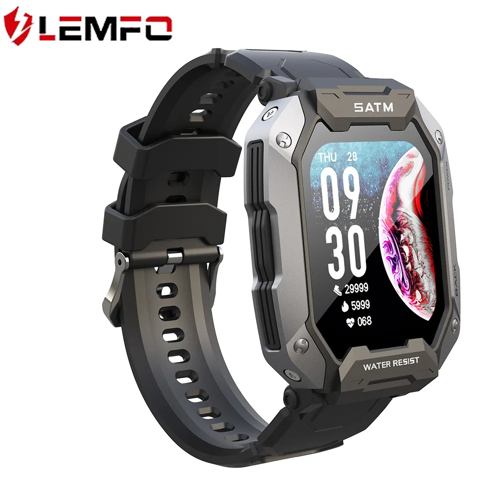LEMFO 2022 C20 military standards outdoor best selling 5ATM waterproof smart watch men women anti smashing