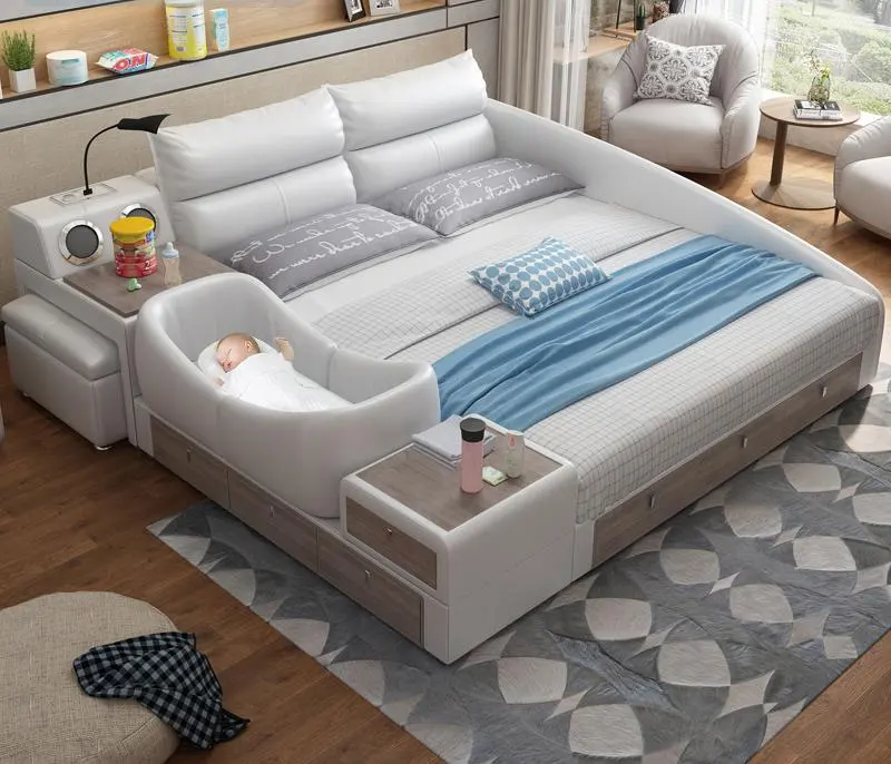 Gran oferta, cama moderna inteligente segura de alta calidad con almacenamiento de cunas de bebé Bluetooth