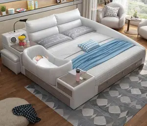 Hot Safe Hoge Kwaliteit Smart Modern Bed Met Baby Wiegjes Opslag Bluetooth