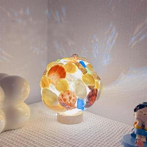 Lampe de chevet créative DIY en forme de coquillage rond pour chambre et bureau – Application domestique durable - Product Image 3
