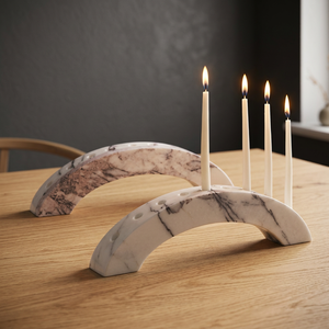 Juego de Portavelas de Arco de Mármol Natural de Lujo, Centro de Mesa Decorativo para Velas Cónicas, Decoración para el Hogar, Regalo - Product Image 3