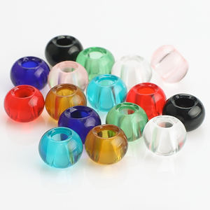Cuentas sueltas de cristal redondas con agujero grande de 9x14MM, Cuentas planas de cristal transparente para hacer joyas, <span class=keywords><strong>abalorios</strong></span> para mujer, costura hecha a mano DIY - Product Image 1