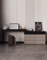 Ensemble de commodes modernes de luxe en bois massif à 5 tiroirs, miroir éclairé extensible, organisateur de maquillage, rangement mural pour chambre et hôtel