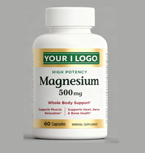 Suplemento de Magnesio para Adultos OEM/ODM, 500 mg de Magnesio Quelato, Glicinato de Magnesio, L-treonato, Máxima Absorción, Complejo con Vitamina D3 y B6 en Cápsulas - Product Image 1