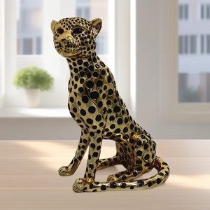 Ornamento di scultura di leopardo fatto a mano di lusso ecologico con statua in resina con Design <span class=keywords><strong>pantera</strong></span> maculata - Product Image 6