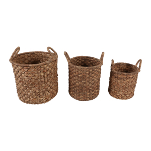 Set di 3 cesti portaoggetti in giacinto d'acqua intrecciato con manici per l'organizzazione della casa e la decorazione degli scaffali - Product Image 4