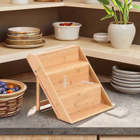 Porte-épices à 3 niveaux Organisateur Étagère de rangement de cuisine Étagère multifonctionnelle Porte-épices en bambou Porte-épices