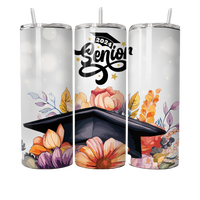 Nouveaux produits Floral Cap Graduation Senior 2024 personnalisé isolé 20oz Skinny gobelet en acier inoxydable