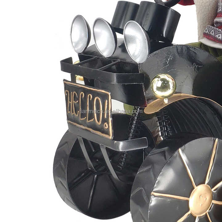 60cm Led Christmas Ornament Musical Animated Santa Claus Sitting on Motorbike with Warm Holiday Figurine Decoration Home