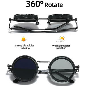Lunettes de soleil polarisées rondes avec filtre ND intégré, lentille UV400, luminosité réglable et <span class=keywords><strong>l</strong></span>égères pour les activités de plein air - Product Image 2