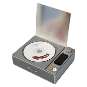 <span class=keywords><strong>Lecteur</strong></span> <span class=keywords><strong>CD</strong></span> portable rétro avec haut-parleur Bluetooth, écran numérique, interface USB, design à plateau pour l'écoute de musique à domicile ou sur bureau - Product Image 2
