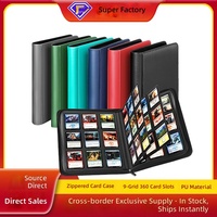Vente en gros d'album à fermeture éclair en cuir PU à 9 pochettes pour cartes à collectionner, 360 pochettes à chargement latéral, grande capacité, TCG pour cartes Pokémon