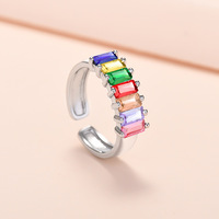 Nouvelles bagues ajustables tendance en laiton plaqué or avec zircon coloré pour femme