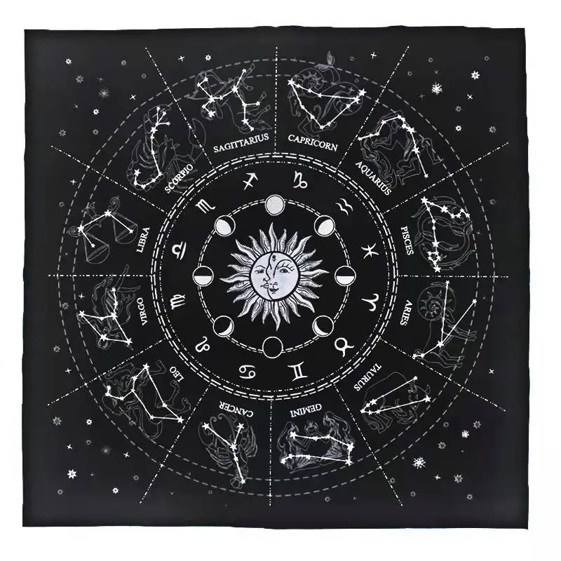 Tailai מזבח טארוט כרטיס בד מפת שולחן אסטרולוגיה טארוט כרטיס חיזוי כרטיס שולחן בד שחור