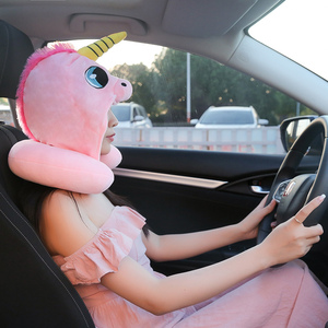 <strong>Super</strong> Soft Pink Pnicorn Cartoon U-Shaped Travel Pillow Custom Plush Hooded Kids Neck Pillow with PP Cotton Filling - Product Image 2