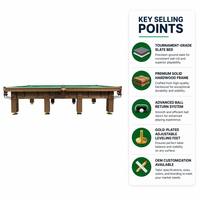 Table de billard russe de 12 pieds, table de billard professionnelle en bois massif avec plateau en ardoise pour club et maison, vente en gros directe d'usine