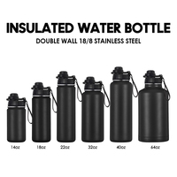 Bouteilles isothermes à large ouverture de 32 oz (1 L) en acier inoxydable de qualité alimentaire avec logo personnalisé, ensemble cadeau avec couvercle à bec verseur pour la salle de sport - Vente en gros