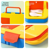 Boîte à bento portable en plastique, best-seller transfrontalier, cinq compartiments, capacité 1-2L ; forme rectangulaire ; boîte à lunch pour