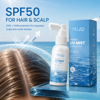 Spray solaire minéral SPF 50 à l'oxyde de zinc, protection UV naturelle résistante à l'eau pour le cuir chevelu, format voyage, brume solaire portable