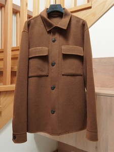 OEM Custom Design <strong>Men's</strong> Double-Pocket Double-Sided Wool <strong>Tweed</strong> With Lapel Unique Style Shirt Wool <strong>Jacket</strong> - Product Image 3
