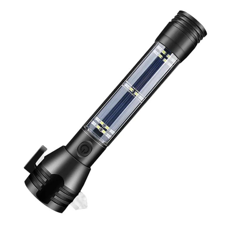 High Brightness LED Flashlight Outdoor Self Driving Tour Emergency Self-Help Torch Red And Blue Flash Alarm Device Flashlight