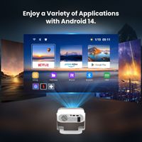Proyektor Mini Pintar Portabel Sistem Android 14 Terbaru, Native 720p, Wifi 5g, Auto Focus, Keystone