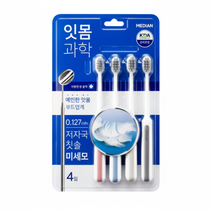 Mediana scienza gomma morbida spazzolino da denti 4 conte usa e getta in Nylon setola per uso domestico PP manico scontato prezzo - Product Image 1