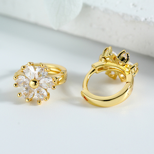 22 Types Zircon <strong>Jewelry</strong> Four <strong>Leaf</strong> Round Hoop Earrings Ear Buckle Brass Zircon Huggies Earrings for Women Anniversary - Product Image 5