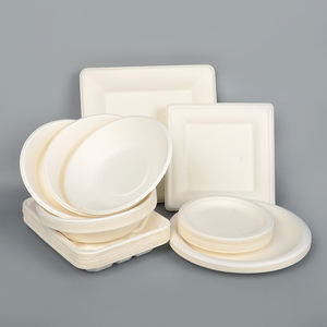 Plateau de restauration rapide jetable vert personnalisé de 9 pouces 100% Vaisselle biodégradable compostable Bagasse Canne à sucre Plastique poli - Product Image 1