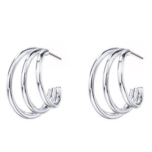 Pendientes de Aro Geométricos Modernos, Chapados en Oro de 18K, Aleación, Joyería de Moda Unisex E3456, Blanco Champán - Product Image 4