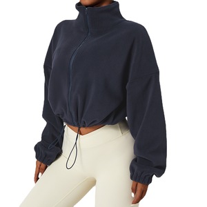 Veste <span class=keywords><strong>de</strong></span> <span class=keywords><strong>sport</strong></span> en cachemire d'extérieur avec logo personnalisé pour femmes, <span class=keywords><strong>pull</strong></span> d'automne à col montant et ample, <span class=keywords><strong>pull</strong></span> court décontracté pour femmes - Product Image 2