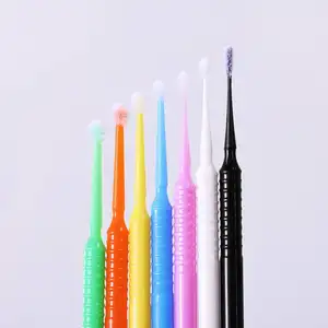 SJ tek kullanımlık diş mikro fırçalar protez renkli plastik mikro swablar diş aplikatör mikro fırça OEM toptan