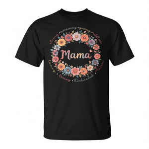Camiseta Floral Mama para mamás, regalo del día de la madre, camiseta negra para mujer - Product Image 2