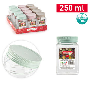 Contenitore Quadrato PlasticForte 250 Ml con Chiusura Ermetica, Barattolo per Spezie, Conservazione Domestica - Product Image 1