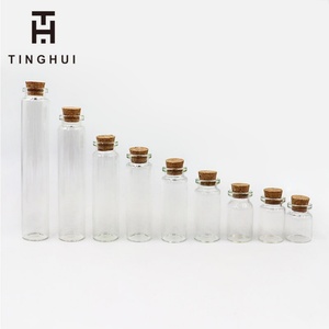 Mini Clear <b>Glass</b> Bottles & <b>Jars</b> <b>with</b> <b>Cork</b> <b>Lids</b> Frosted Surface Screen Printed Cosmetic Packaging 1ml-30ml Capacity - Product Image 2