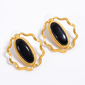 Mujeres y niñas moda 14K Latón chapado en oro hermosos pendientes hechos a mano latón piedras preciosas joyería exportador - Product Image 3