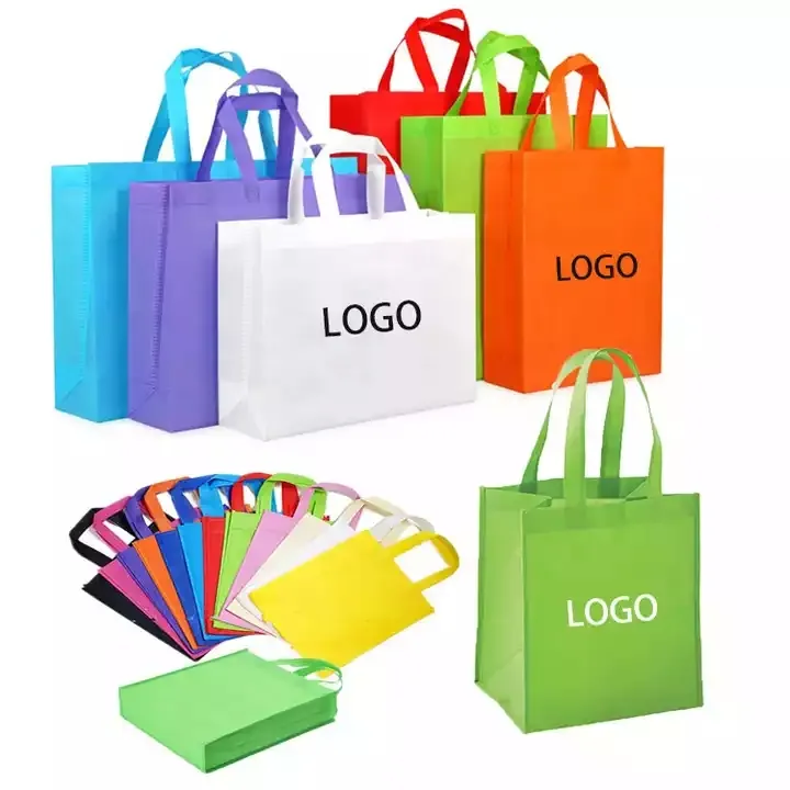 Sacolas baratas recicláveis Custom Eco Friendly impresso tecido saco de compras reutilizável com logotipo mercearia saco não tecido