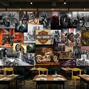 Papier peint à thème de moto rétro nostalgique Papier peint de moto de course automobile Restaurant Bar Hot <span class=keywords><strong>Pot</strong></span> Barbecue Shop <span class=keywords><strong>Mural</strong></span> - Product Image 3