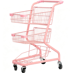 Chariot de supermarché portable à quatre roues 340L, robuste, en treillis métallique chromé, avec roulettes pivotantes silencieuses, pour usage commercial, OEM EFON - Product Image 5