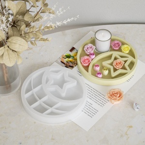 Moldes de silicona para posavasos de resina, moldes de epoxi para bandejas de tazas, moldes redondos de luna y estrella para almacenamiento, venta al por mayor - Product Image 4