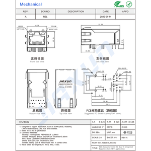 JK0-0187NL Gigabit Ethernet <span class=keywords><strong>RJ45</strong></span> kết nối Tab lên 1 cổng 100/1000 cơ sở-t Jack với đèn LED - Product Image 3