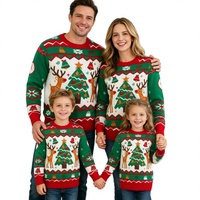 Pulls de Noël Assortis pour la Famille 2027 – Pulls Tricotés Moches de Noël avec Imprimé Renne et Sapin pour Maman, Papa – Vêtements de Fête en Gros