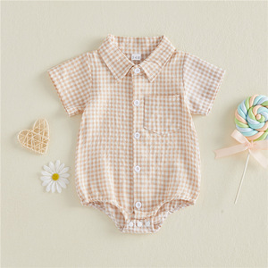 Vestiti Estivi per Neonati, Tutina a Maniche Corte a Quadri per Bambino <span class=keywords><strong>12</strong></span>-18 <span class=keywords><strong>Mesi</strong></span> - Product Image 4
