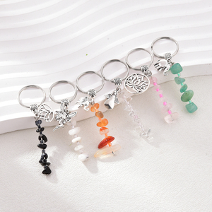 Wholesale 6pcs Set Elephant Lotus <b>Charm</b> Keychain Natural <b>Crystal</b> Bag <b>Pendant</b> Fashionable Gift Idea - Product Image 3
