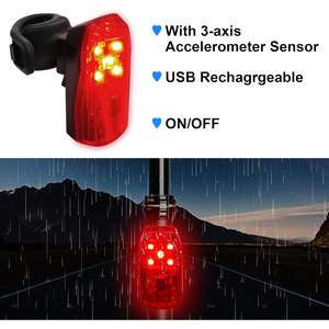 แอนเทล่าไฟท้ายจักรยาน LED สีแดงกันน้ำ IPX4 ชาร์จใหม่ได้ด้วยสาย USB C 4 โหมดพลาสติก - Product Image 2