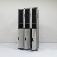 Casier à vêtements en acier démontable à 6 portes avec serrure électronique, tringle de suspension et support au sol pour vestiaire