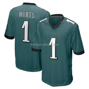 Maillot de joueur à la retraite de football américain cousu en gros uniforme de <span class=keywords><strong>l</strong></span>'équipe américaine vert minuit pour hommes 1 Hurts 62 Kelce Smith - Product Image 2