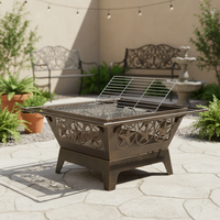 Foyer carré antique avec gril pour barbecue Grill Camping Fire Pit BBQ Grill