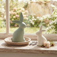 Lot de figurines de lapins de Pâques en céramique, finition mate et mouchetée, statues de lapins, décorations artisanales de printemps pour la maison, OEM ODM